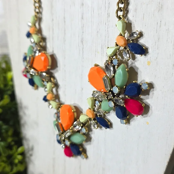 J. Crew Multicolor Statement Necklace and Gold Bangle Set - Picture 3 of 8